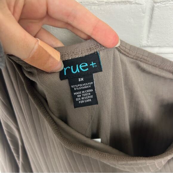 Rue 21 Plus Size Mocha Ribbed Knit Top & Pants Lounge Set Size 3X - Picture 4 of 13